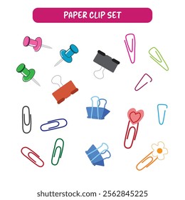 Element keyword and illustration paper clip set full color