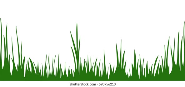 Element for landscape design. The green grass isolated on the white background. Vector illustration. Horizontal location.