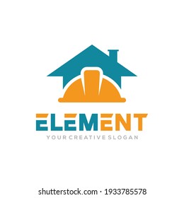 Element logo vector, Construct logo vector template. Helmet construction and home design concept for building, architect, contractor, repair and landmark