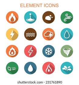 Element Long Shadow Icons, Flat Vector Symbols