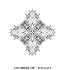 Element made in vector. Perfect cards for any other kind of design, birthday and other holiday, kaleidoscope, medallion, india, arabic. Mandala tattoo