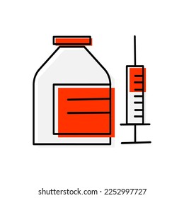 Element of medication injection on isolated background.