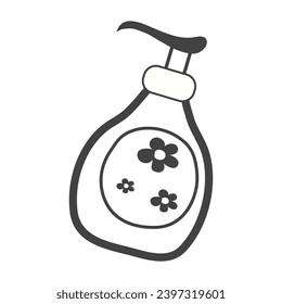 Elemento del conjunto temático de menstruación. El jabón para la higiene íntima de esta imagen es una herramienta indispensable en el baño de cada niña. Ilustración vectorial.