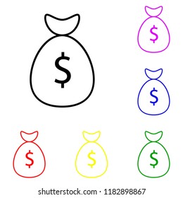 Element of Money Bag in multi colored icons. Premium quality graphic design icon. Simple icon for websites, web design, mobile app, info graphics on white background