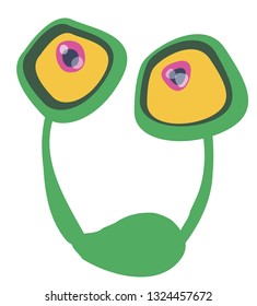Element monster. The eyes of a snail, the head of a freak. Cartoon flat style. Vector illustration. Isolated on white background.