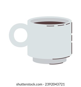 Elemento del juego de rutina matutino. El animado ambiente matutino de rutina se resalta con una taza de café al vapor que promete empezar el día con calor y energía. Ilustración vectorial.