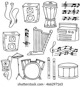 Element music theme doodles vector art illustration