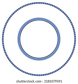 An element of an old Italian or Chinese ornament, a rim and a middle. The ornament is blue, cobalt. Beautiful rim for dishes, in a circle, for plates, trays, coasters, posters with Turkish eyes