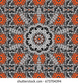 Element on orange and white background. Vintage baroque floral pattern in over orange and white. Luxury, royal and Victorian concept. Ornate vector decoration.