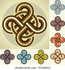 Element of oriental ornament, different color scheme