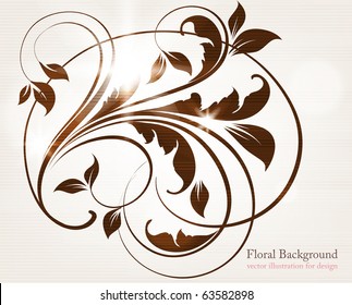 Element of ornament for retro and vintage design with leafs and flowers. eps 10