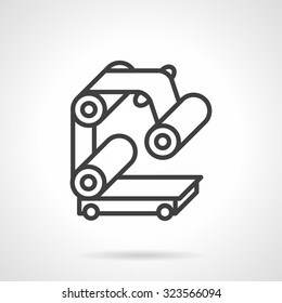 Element or part of conveyor for production packing. Simple flat line vector icon. Manufacturing equipment and mechanisms. Web design elements.