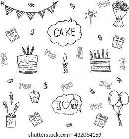 Element party doodle illustration with hand draw