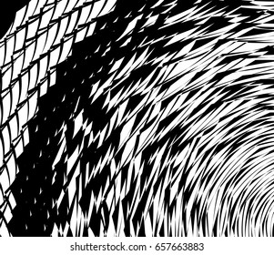 Element, pattern with wavy, distorted lines. Abstract geometric illustration in black and white