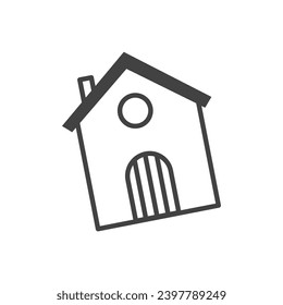 Element of pets themed set. The booth shown in this black and white illustration encourages pet owners to take care of their pets' housing. Vector illustration.