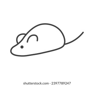 Element of pets themed set. A cute mouse depicted in black outline illustration shows that pets can be diverse. Vector illustration.