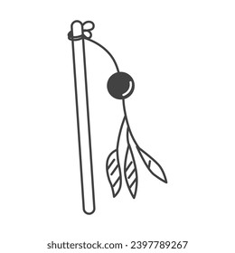 Element of pets themed set. The funny toy, which is depicted in this picture in the style of black lines, is designed to play with dogs and develop them. Vector illustration.