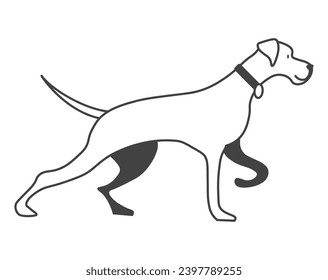 Elemento del conjunto temático de mascotas. En esta encantadora ilustración con atrevidos contornos negros, un perro adorable roba el foco de atención, mostrando la inquebrantable lealtad y compañía. Ilustración vectorial.