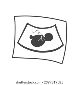 Element of pregnancy themed set. An X-ray image of the future baby emphasizes the importance of regular medical examinations and maintaining the health of both mother and baby. Vector illustration.
