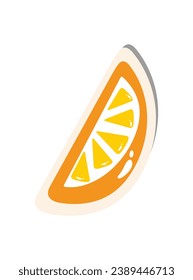 Element of raw food set in flat cartoon design. This captivating illustration demonstrate a piece of colorful orange that takes center stage in a visually striking composition. Vector illustration.