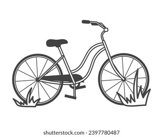 Element of Save the planet themed set in black line design. Image of a bicycle promote sustainable transportation and reducing carbon emissions. Vector illustration.