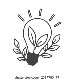 Element of Save the planet themed set in black line design. This illustration encourages you to save electricity and use special lamps. Vector illustration.