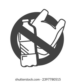 Element of Save the planet themed set in black line design. This picture calls to take care of the planet and use less plastic. Vector illustration.