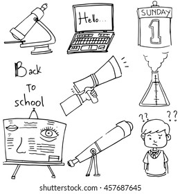 Element school doodle laptop paper vector illustration