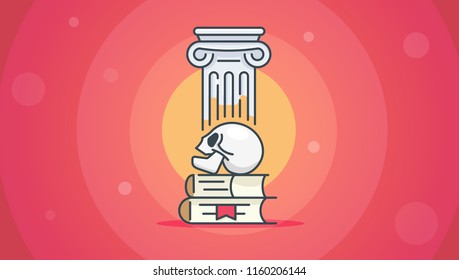 Element of science and literature. Greece, tradition, literature. Modern vector illustration for banners, app and posts.