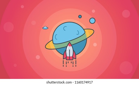 Element of science and technology. Discovering the cosmos.Modern vector illustration for banners, app and posts.