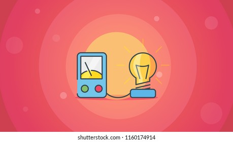 Element of science and technology. Electricity measurement. Modern vector illustration for banners, app and posts.