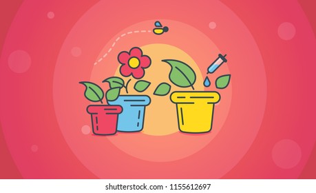 Element of science and technology.Experiment on plants.Modern vector illustration for banners, app and posts.