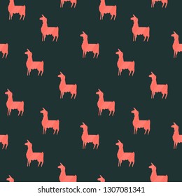 Element of seamless pattern. Coral llama print. Vector background.