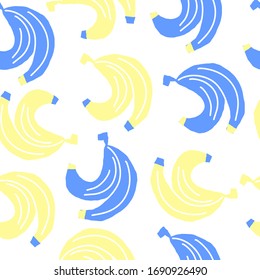 Element of seamless pattern. Simplified bananas branch on white background. Vector illustration