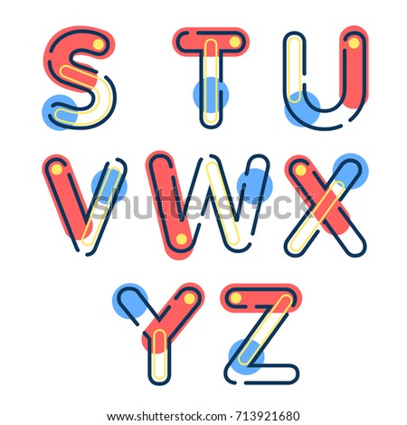 (Element) set of eight letters form letter S to letter Z, letter flat design