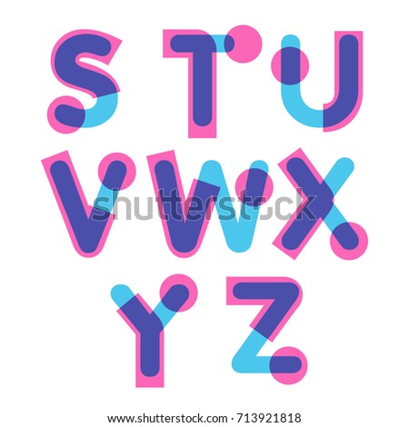(Element) set of eight letters form letter S to letter Z, letter flat design