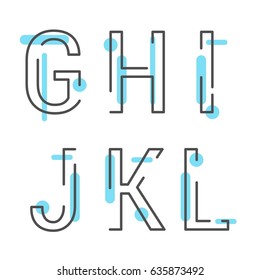 (Element) set of six letters form letter G to letter L, letter flat design