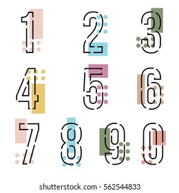 (Element) set of ten number form zero to nine, colorful number flat design