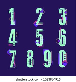 (Element) set of ten numbers form zero to nine, number design