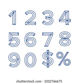 (Element) set of ten numbers form zero to nine, number flat design