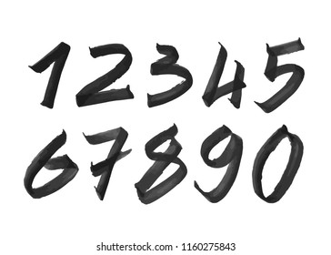 (Element) set of ten numbers form zero to nine, number flat design