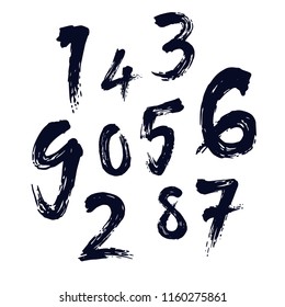 (Element) set of ten numbers form zero to nine, brush number design