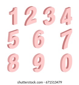 (Element) set of ten numbers form zero to nine, number 3D design