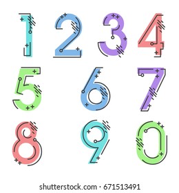 (Element) set of ten numbers form zero to nine, number flat design