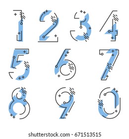 (Element) set of ten numbers form zero to nine, number flat design