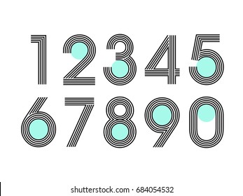 (Element) set of ten numbers form zero to nine, number flat design