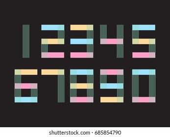 (Element) set of ten numbers form zero to nine, number flat design
