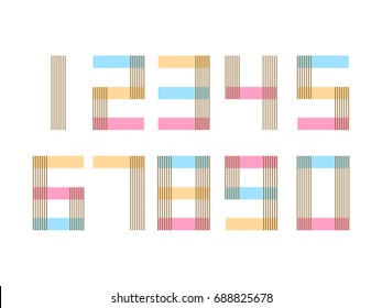 (Element) set of ten numbers form zero to nine, number flat design