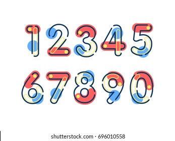 (Element) set of ten numbers form zero to nine, number flat design