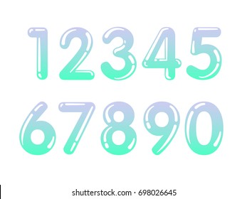 (Element) set of ten numbers form zero to nine, number flat design